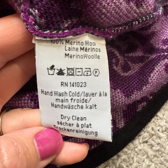 Neve Merino Wool Womens Large Geometric Cardigan Jacket Warm Winter - Picture 8 of 9